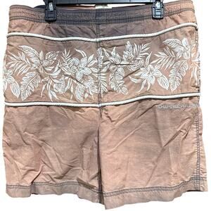 Chaps Ralph Lauren Mens Board Shorts Size L Faded Colors Brown White Hawaiian